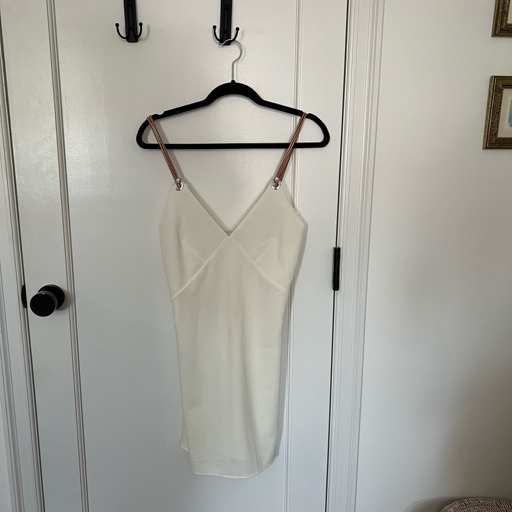 White mini dress with rainbow rope straps